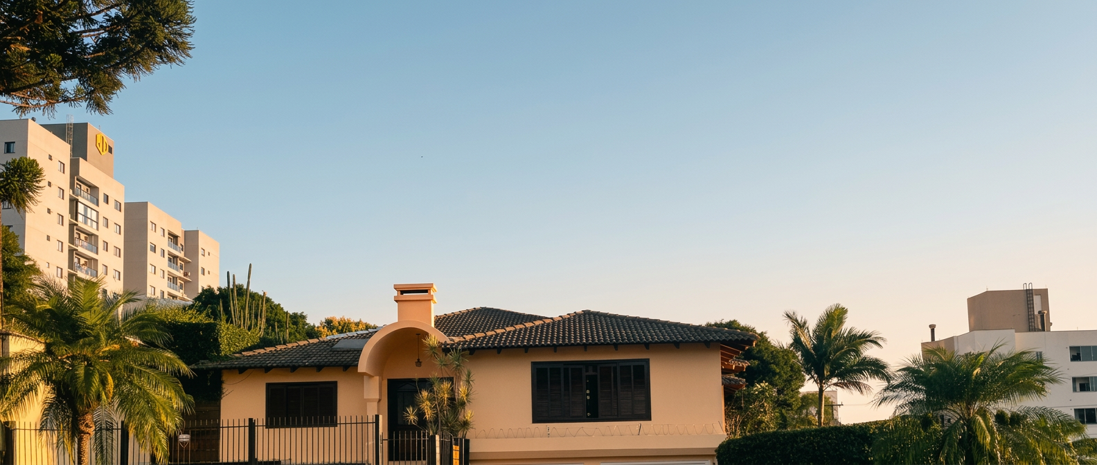 Fachada da Mannah — A Casa do Essencial em Chapecó iluminada pela luz dourada do fim de tarde
